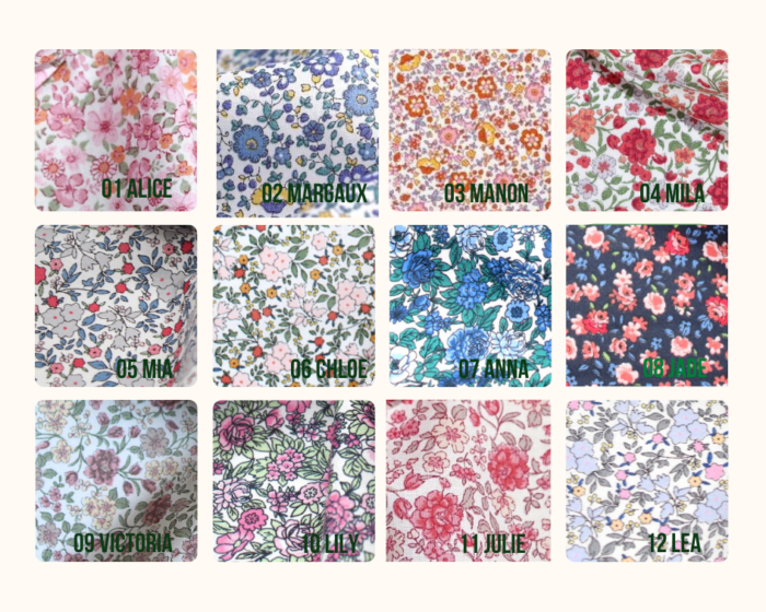 Bavoir maternelle personnalisé brodé prénom, Fleuri, 45 coloris fleuris – Image 3