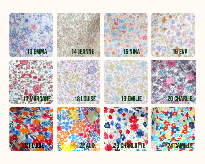 Bavoir maternelle personnalisé brodé prénom, Fleuri, 45 coloris fleuris – Image 4
