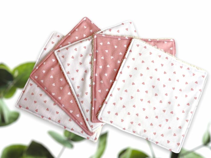 Essuie tout Coeurs Roses en coton bio