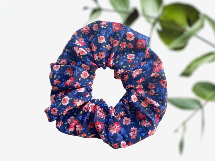 Chouchou fleuri en coton bio Jade