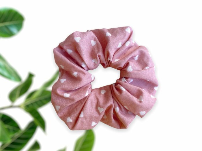 Chouchou coeurs blancs en coton bio, 5 coloris