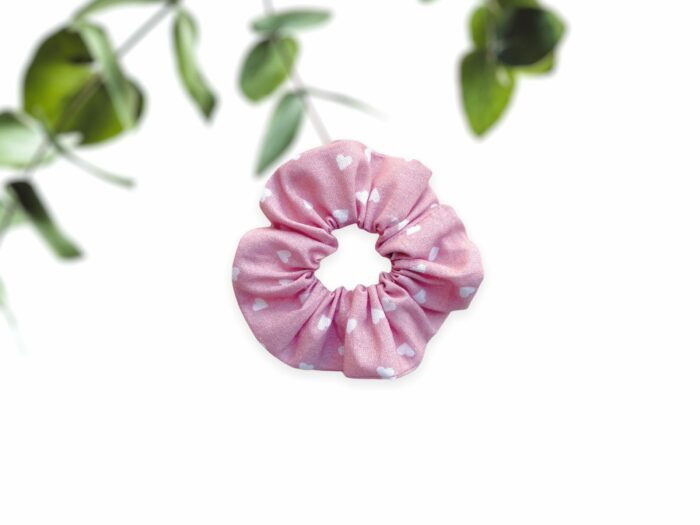 Chouchou enfant coeurs blancs en coton bio, 5 coloris