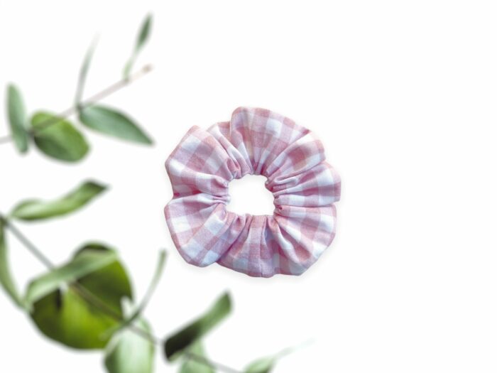 Chouchou enfant en coton bio Vichy Rose, 5 coloris