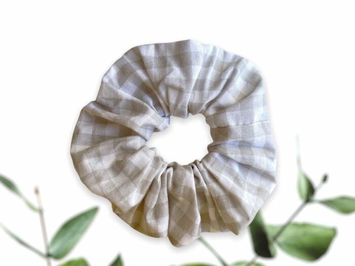 Chouchou en coton bio Vichy Gris