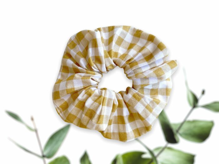 Chouchou en coton bio Vichy Moutarde