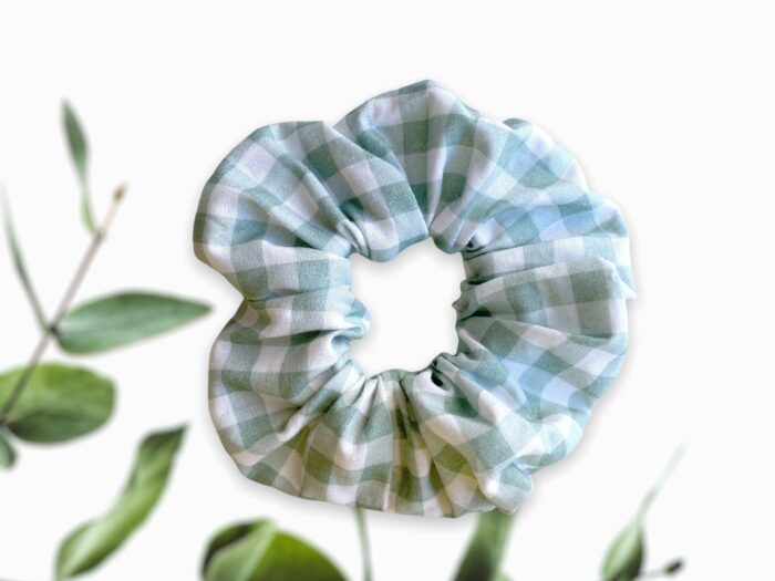 Chouchou en coton bio Vichy Vert