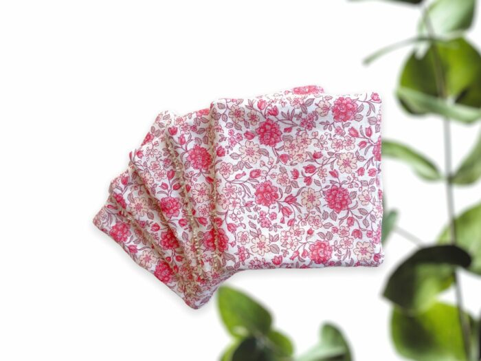 Lingettes lavables bébé fleuries 100% bio,  25 coloris