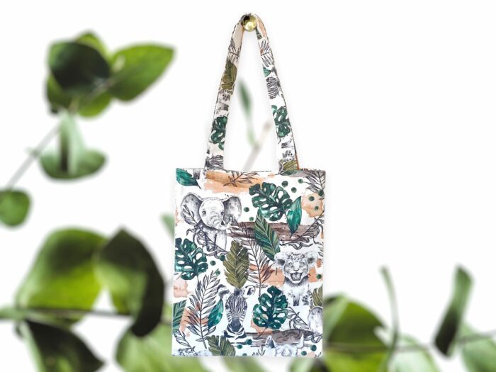 Tote bag personnalisé brodé prénom, Safari, 2 tailles au choix
