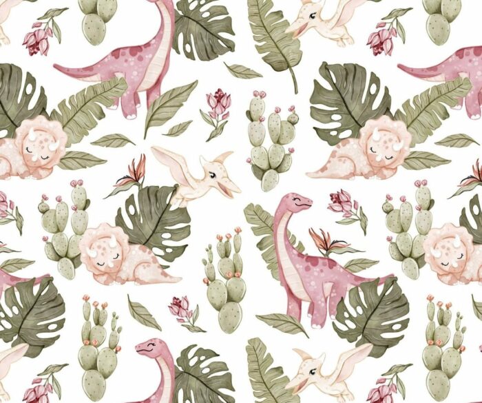 Serviette de table Enfants Dino Rose – Image 4