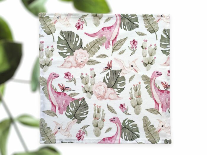 Mouchoir Enfants en coton Dino Rose – Image 3