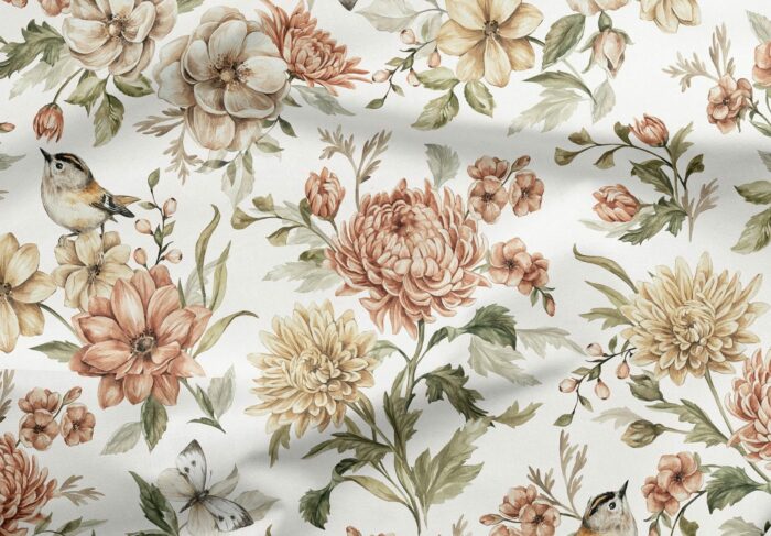 Serviette de table en coton Chrysanthèmes – Image 3