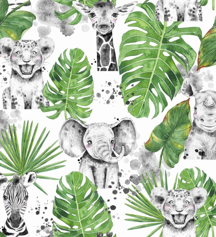 Bavoir maternelle, serviette de cantine Safari Monstera