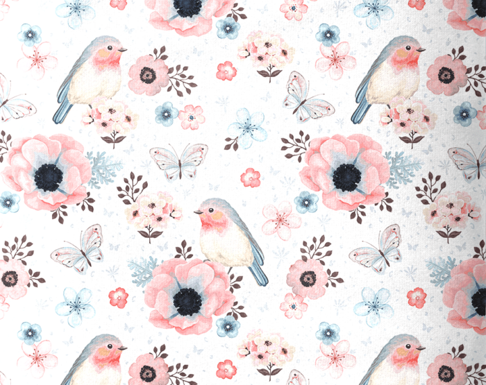Mouchoir Enfants en coton Oiseaux Fleurs – Image 3