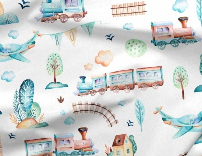 Bavoir maternelle personnalisé prénom, Train et Avion – Image 3