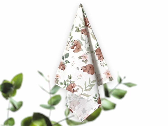 Serviette de table Enfants Ours et Lapin