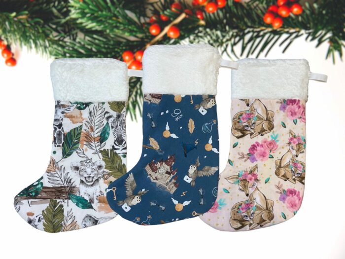 Chaussette de Noël personnalisée brodée prénom, tissu au choix – Image 4