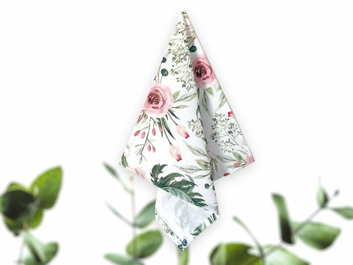 Serviette de table en coton Rose Aquarelle