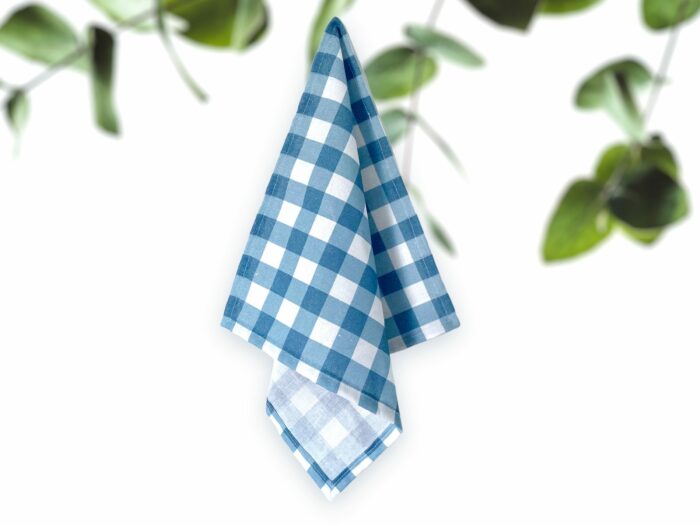 Carré de coton bio multi-usage, Vichy bleu