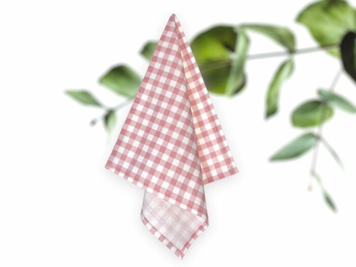 Serviette de table en coton bio Vichy Rose