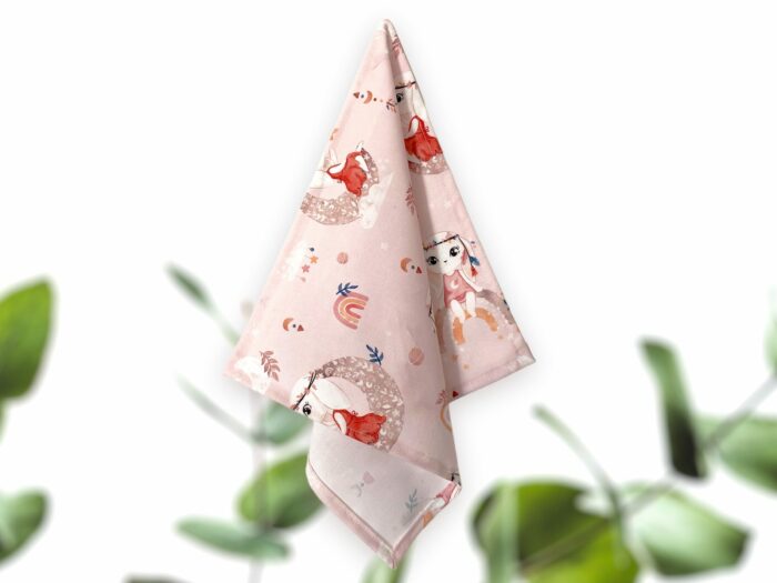 Mouchoir Enfants en coton Boho Lapins Rose