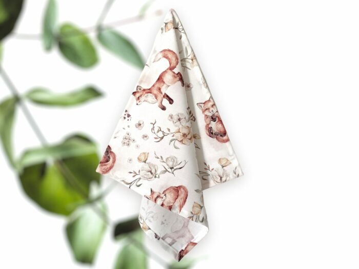 Mouchoir Enfants en coton Renards et Fleurs