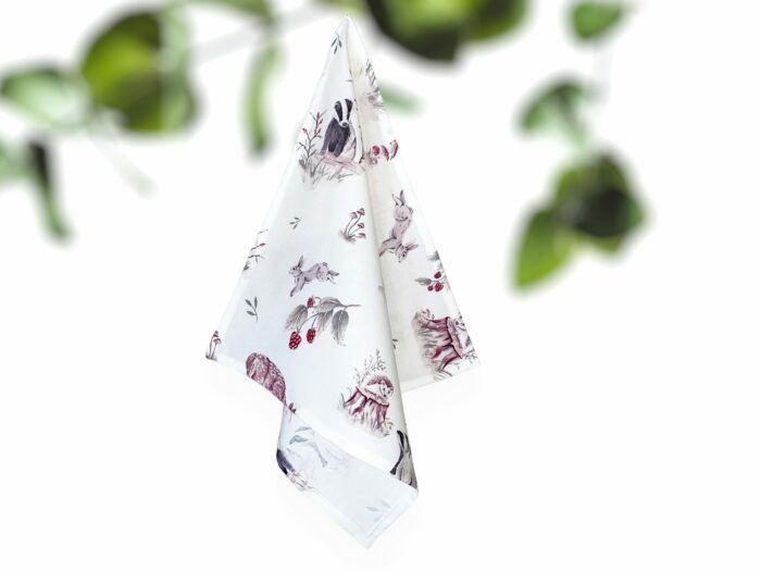 Serviette de table Enfants Animaux et Framboises