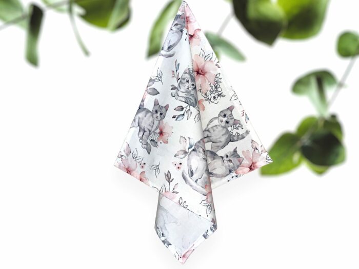 Serviette de table Enfants Chats Fleurs