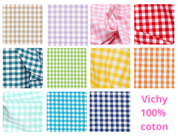 Bavoir maternelle personnalisé brodé prénom, Vichy, 11 coloris – Image 3