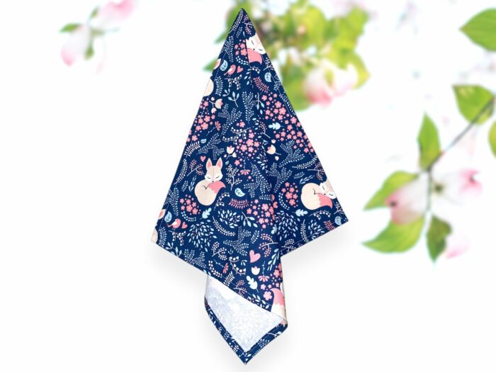 Mouchoir en tissu Enfants Renard Dessin Bleu