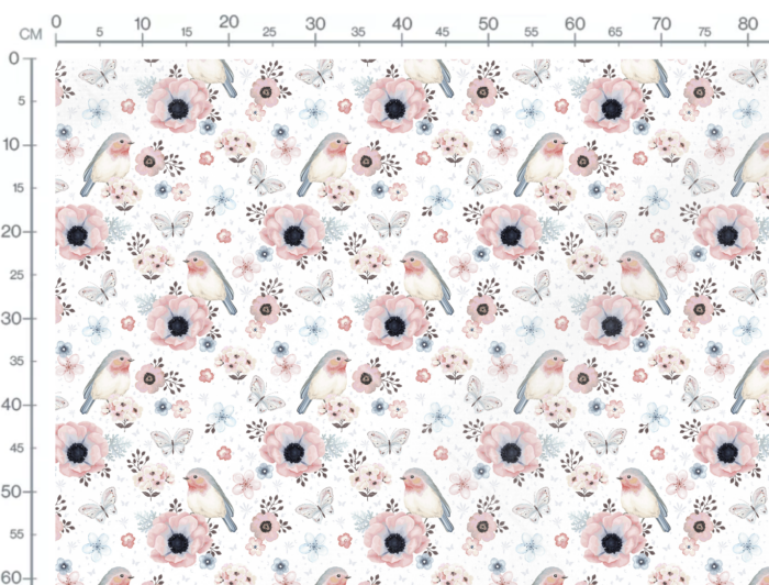 Tissu Imprimé Oiseaux Fleurs, 7 tissus au choix – Image 3