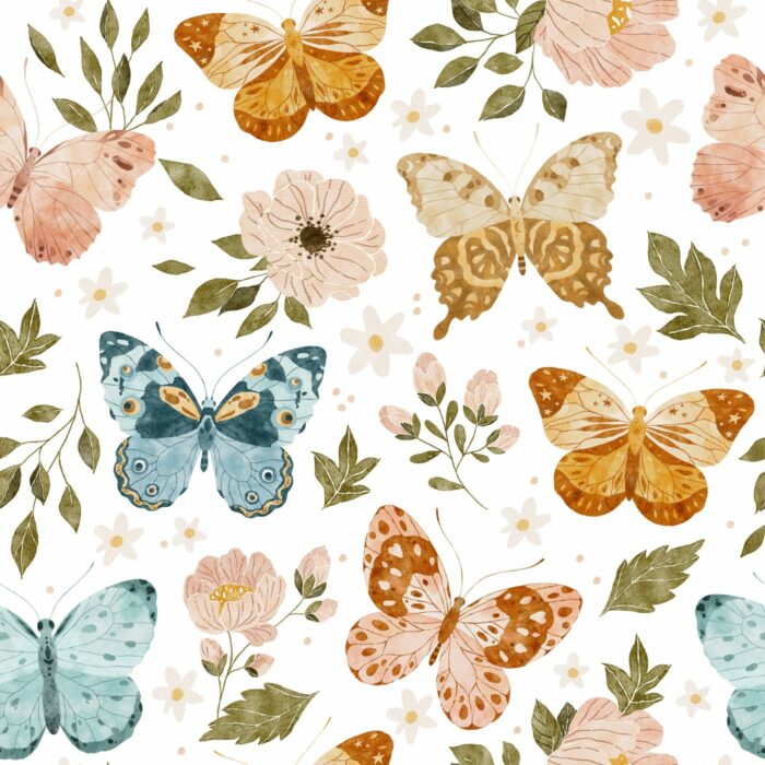 Tissu Imprimé Papillons Automne, 11 tissus au choix