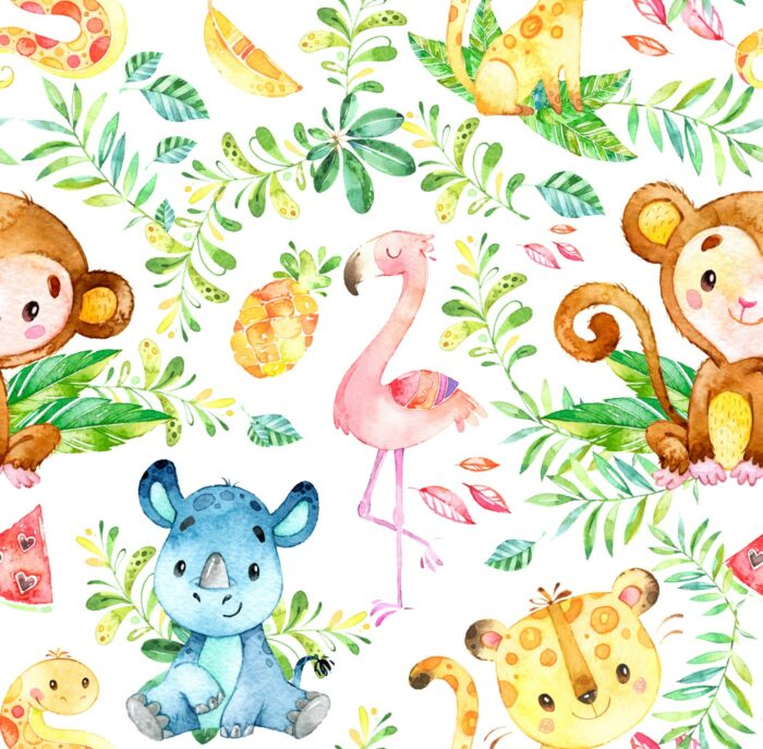Tissu Imprimé Petite Jungle, 10 tissus au choix