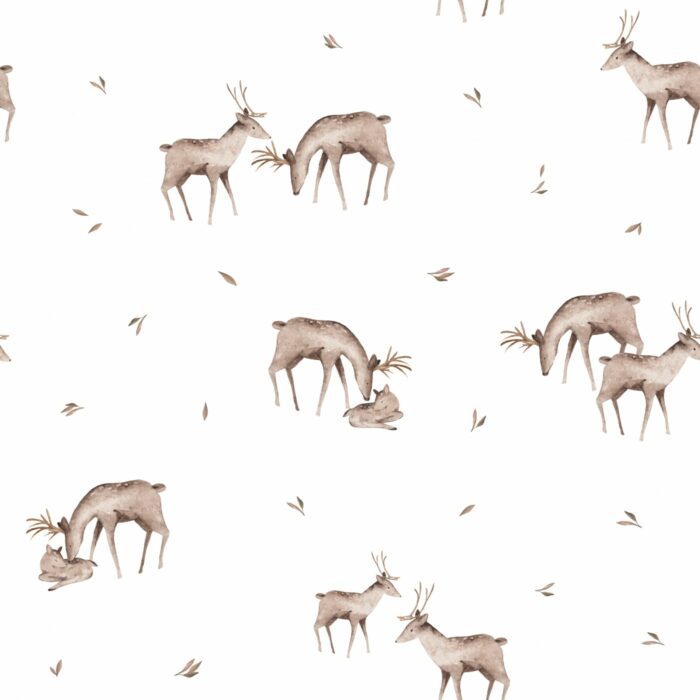 Tissu Imprimé Cerf Famille, 7 tissus au choix