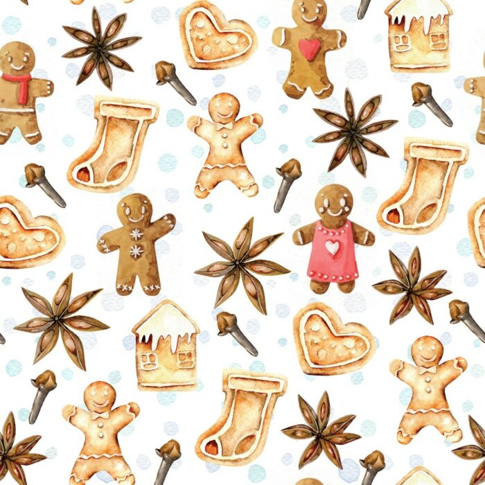 Tissu Imprimé Noel Pain d'Epices, 7 tissus au choix