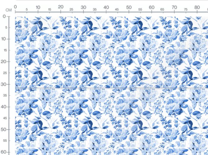 50cm Tissu Imperméable Fleuri Bleu Aquarelle – Image 2