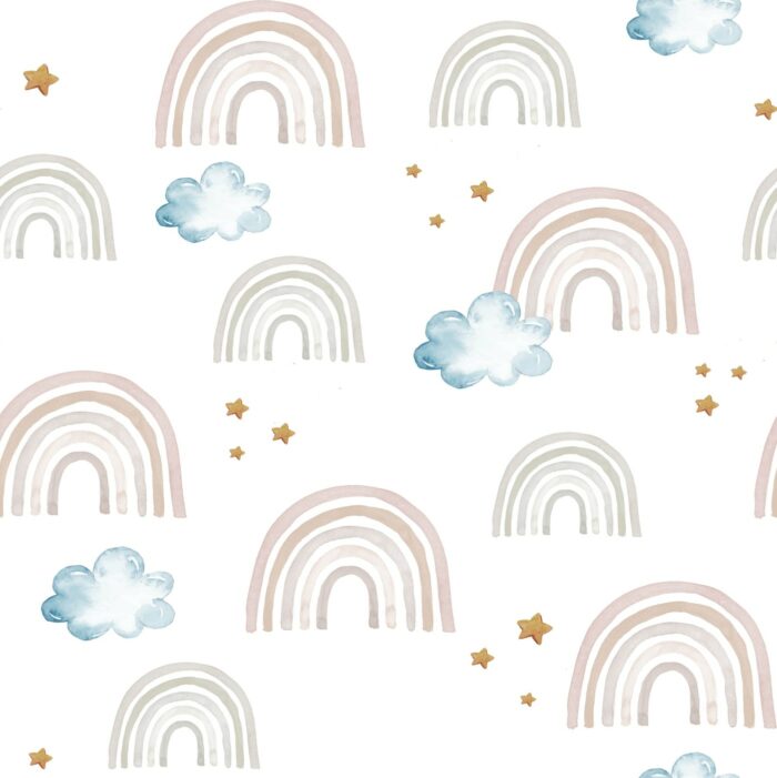Tissu Imprimé Arc-en-ciel Beige , 7 tissus au choix