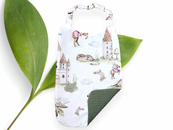 Bavoir maternelle, Serviette de cantine Dragons, nid d'abeille vert