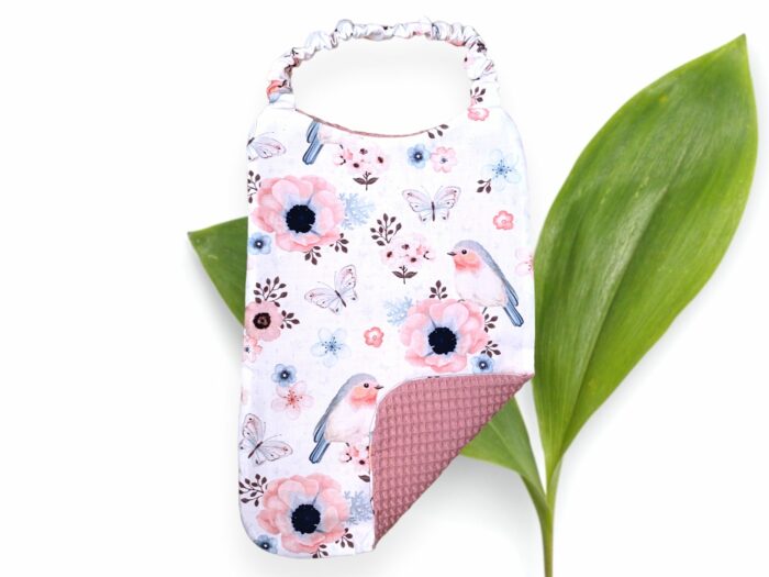 Bavoir maternelle personnalisé Oiseaux Fleurs