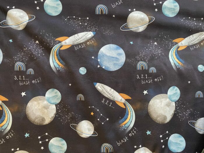 Coupon de tissu Enfants 45 cm x 45 cm , Planètes Bleu