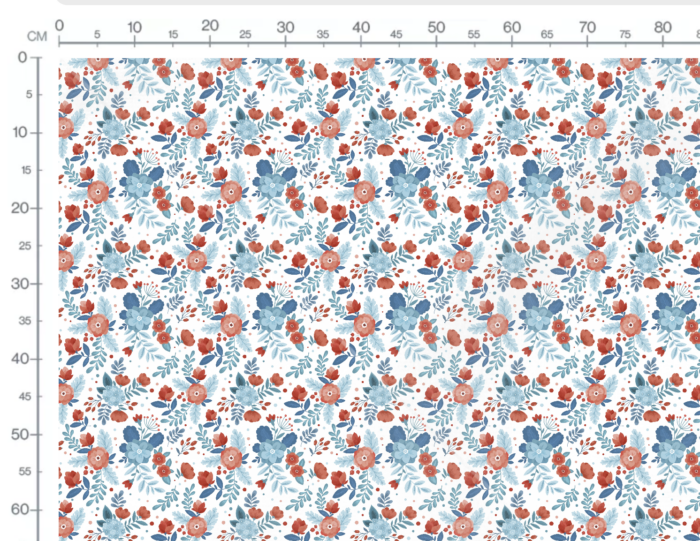 Tissu Fleuri Imprimé Coquelicots Rouge et Bleu , 7 tissus au choix – Image 2