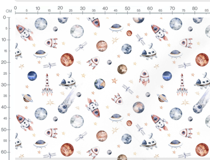 Tissu Imprimé Espace Fusee, 7 tissus au choix – Image 3