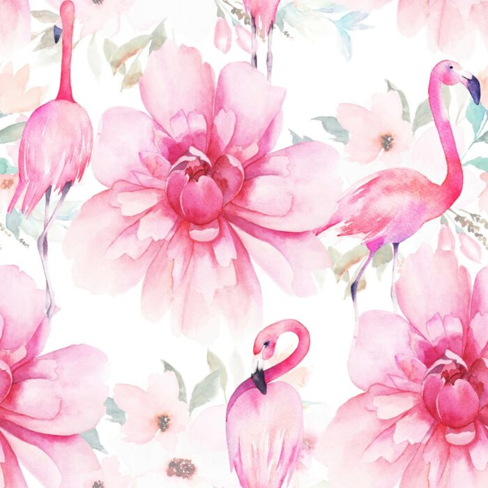 Tissu Imprimé Flamants Fleurs, 7 tissus au choix