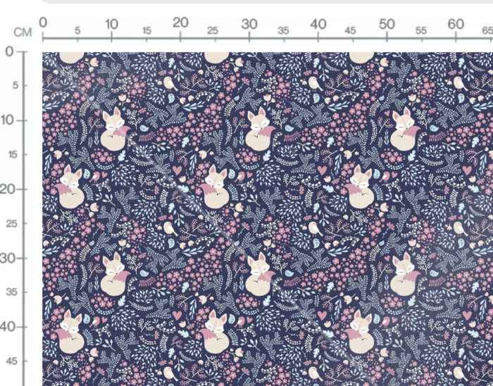 Tissu Imprimé Renard Dessin Bleu, 11 tissus au choix – Image 2
