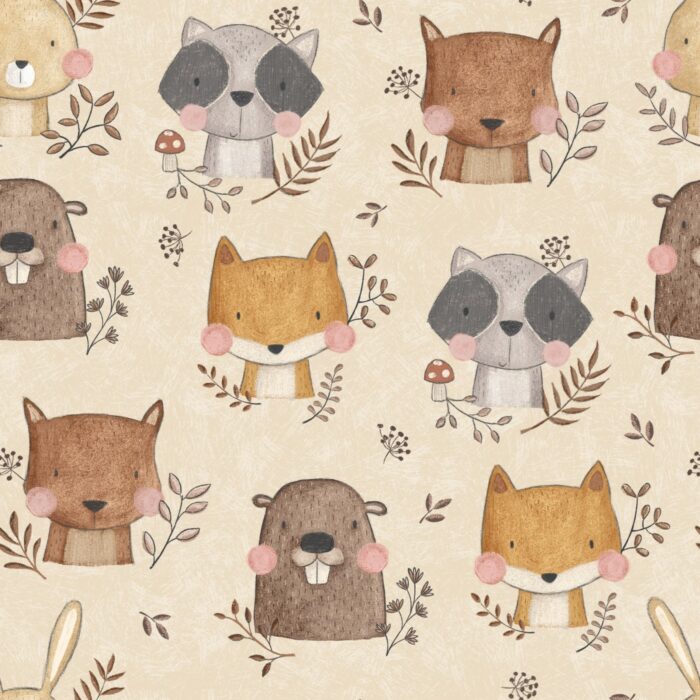 Tissu Imprimé Renard et amis, 10 tissus au choix