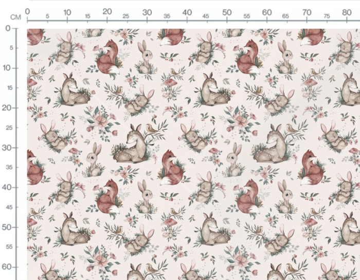 Tissu Imprimé Animaux Mignons de la Forêt Crème, 10 tissus au choix – Image 2