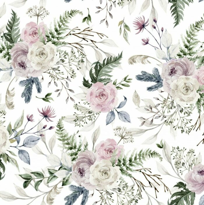 Tissu Imprimé Fleuri Roses HIver, 7 tissus au choix