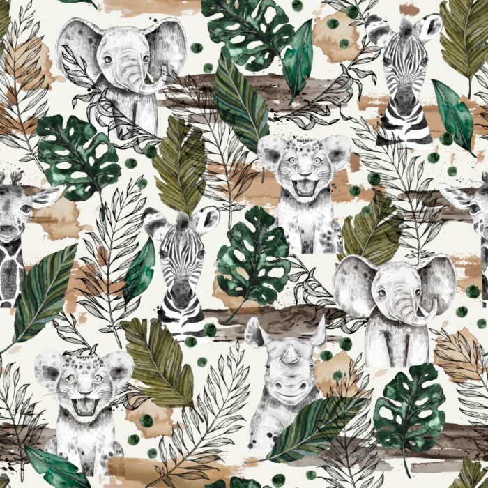 Tissu Imprimé SAVANE Animaux, 10 tissus au choix