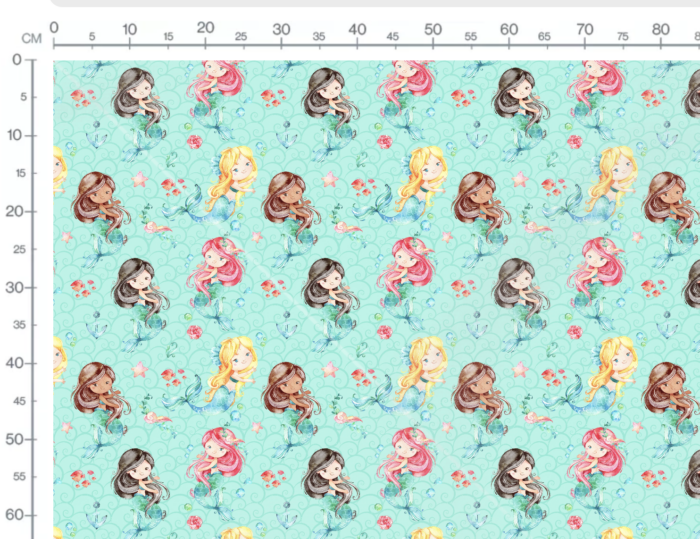 Tissu Imprimé Sirènes Bleu, 7 tissus au choix – Image 2