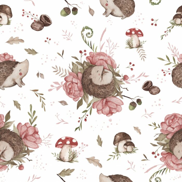 Tissu Imprimé Hérisson Mignon, 10 tissus au choix