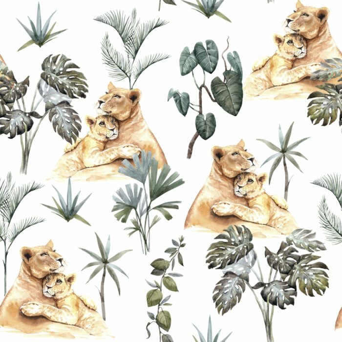 Tissu Imprimé Lion Calin, 10 tissus au choix